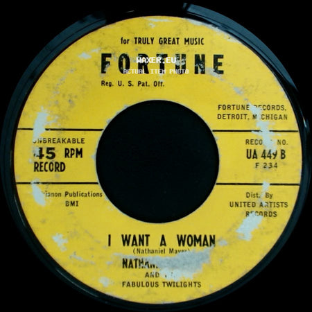 Nathaniel Mayer And The Fabulous Twilights - Village Of Love / I Want A Woman side B