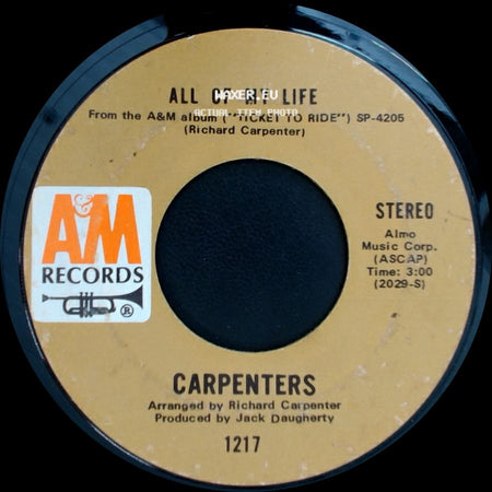 Carpenters - We've Only Just Begun / All Of My Life side B