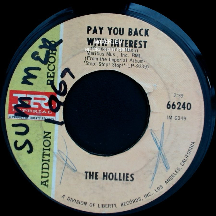 The Hollies - Whatcha Gonna Do 'bout It / Pay You Back With Interest side B