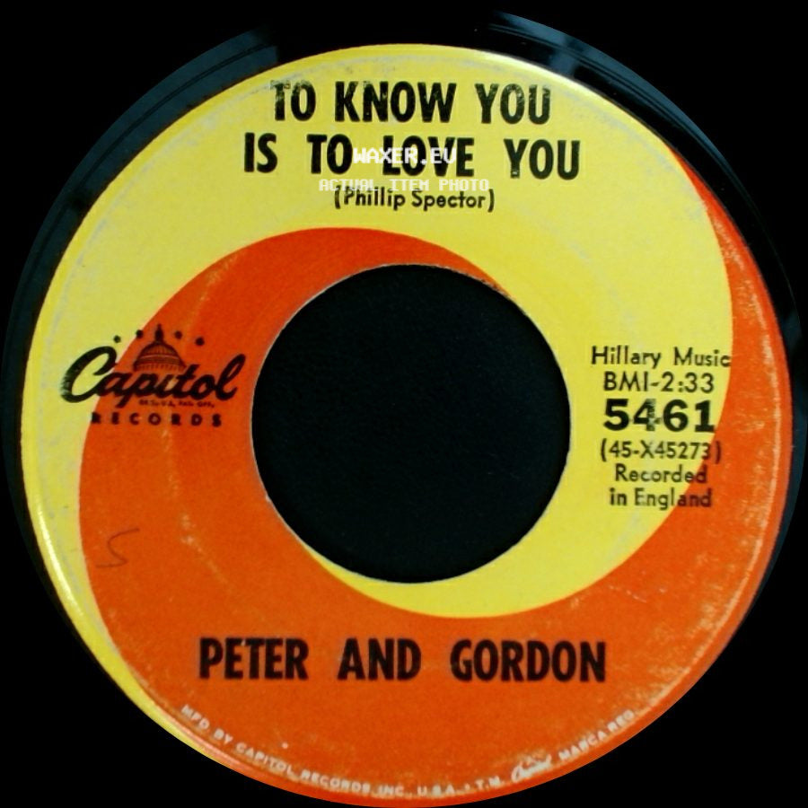 Peter And Gordon - To Know You Is To Love You / I Told You So side A