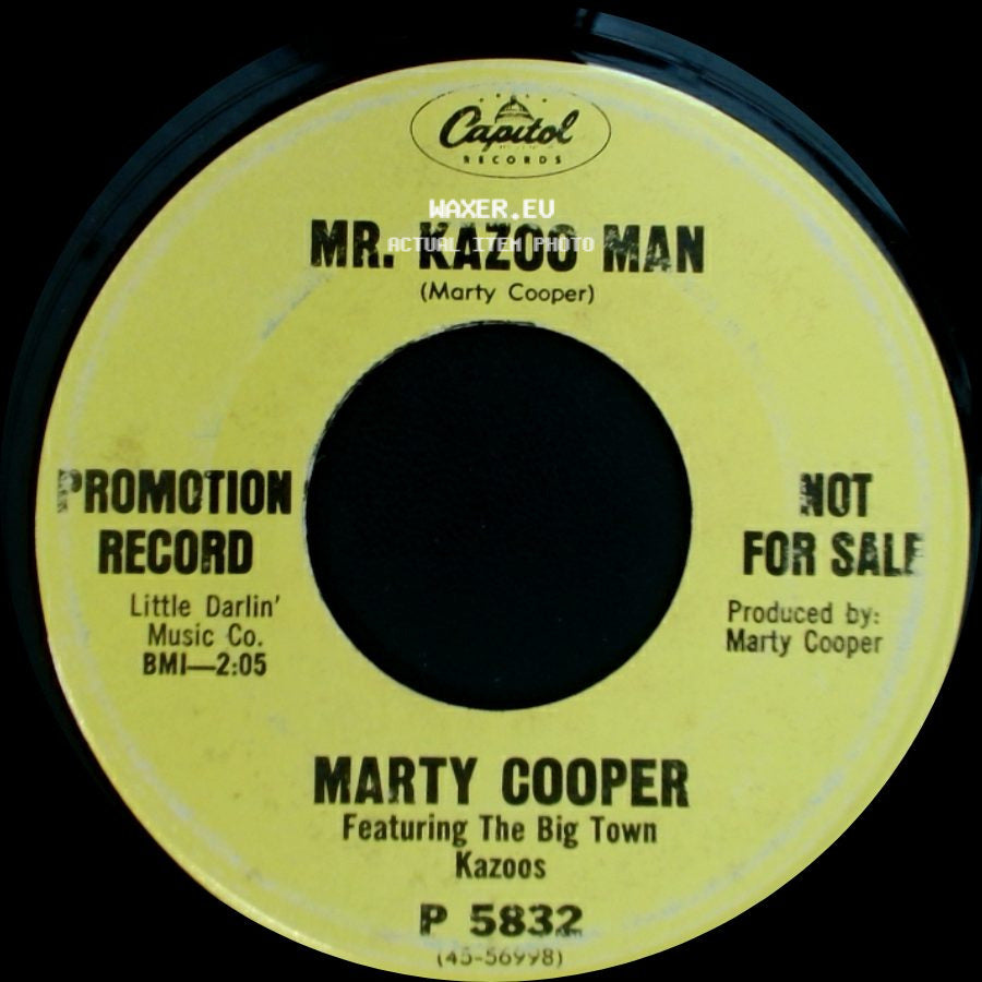 Marty Cooper Featuring The Big Town Kazoos - Dearborn, Michigan / Mr. Kazoo Man side B