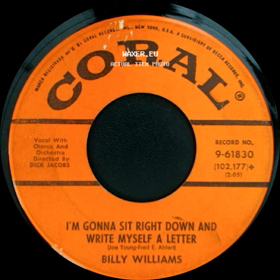 Billy Williams - Date With The Blues / I'm Gonna Sit Right Down And Write Myself A Letter side B