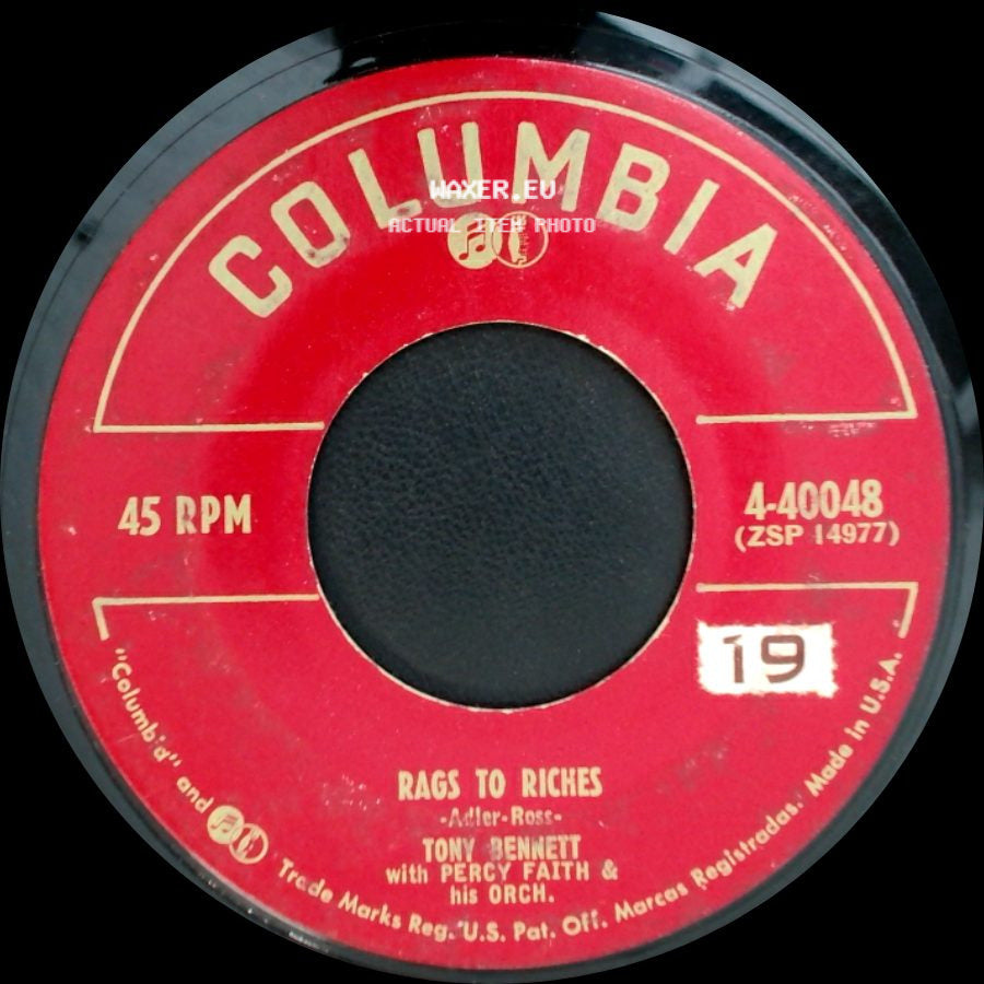 Tony Bennett With Percy Faith & His Orch. - Here Comes That Heartache Again / Rags To Riches side B