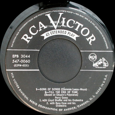 Perry Como - Song Of Songs / Till The End Of Time / Temptation / If side A