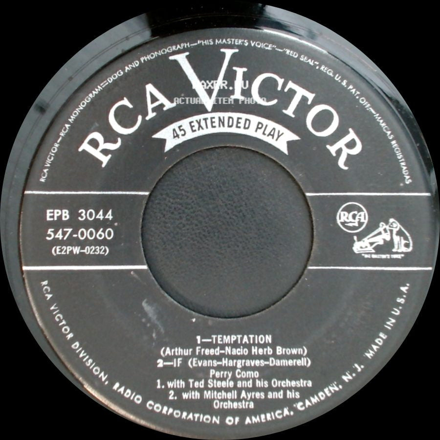 Perry Como - Song Of Songs / Till The End Of Time / Temptation / If side B