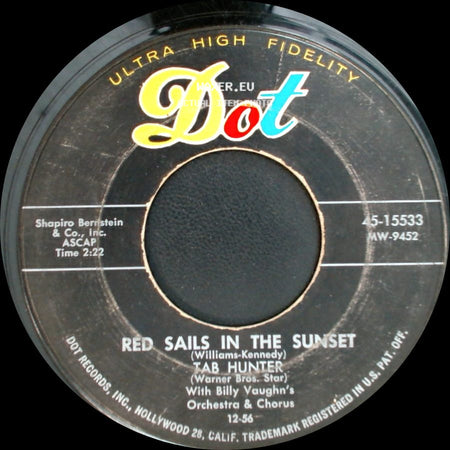 Tab Hunter - Young Love / Red Sails In The Sunset side B
