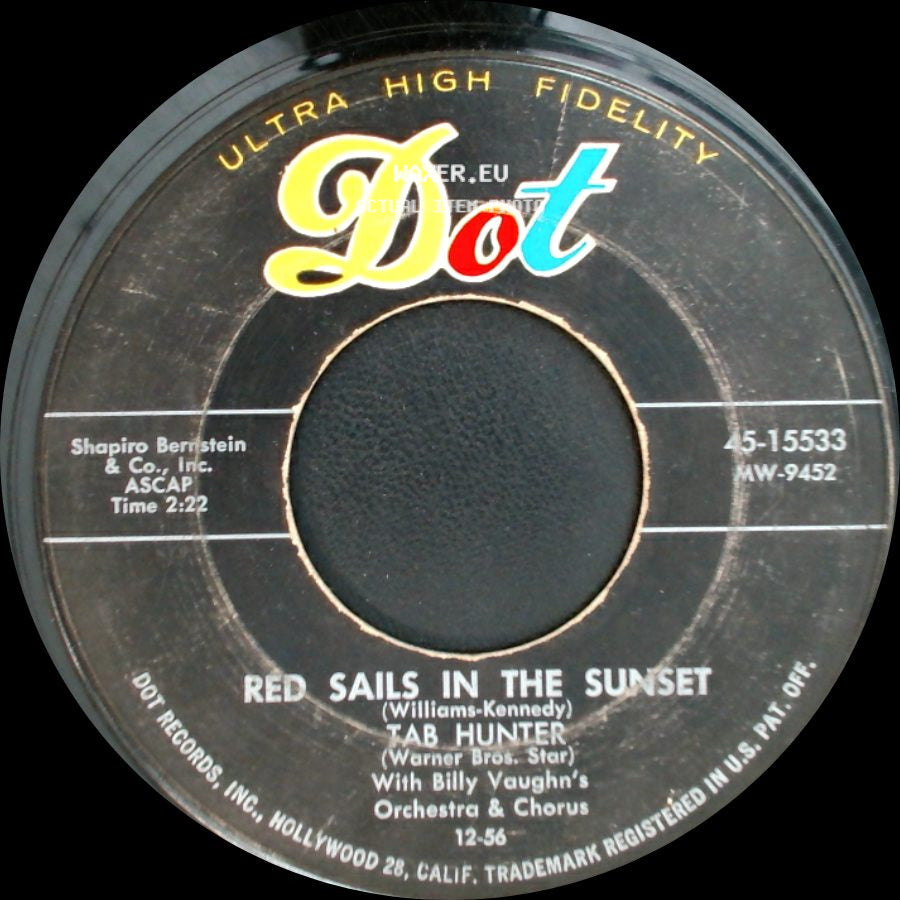 Tab Hunter - Young Love / Red Sails In The Sunset side B