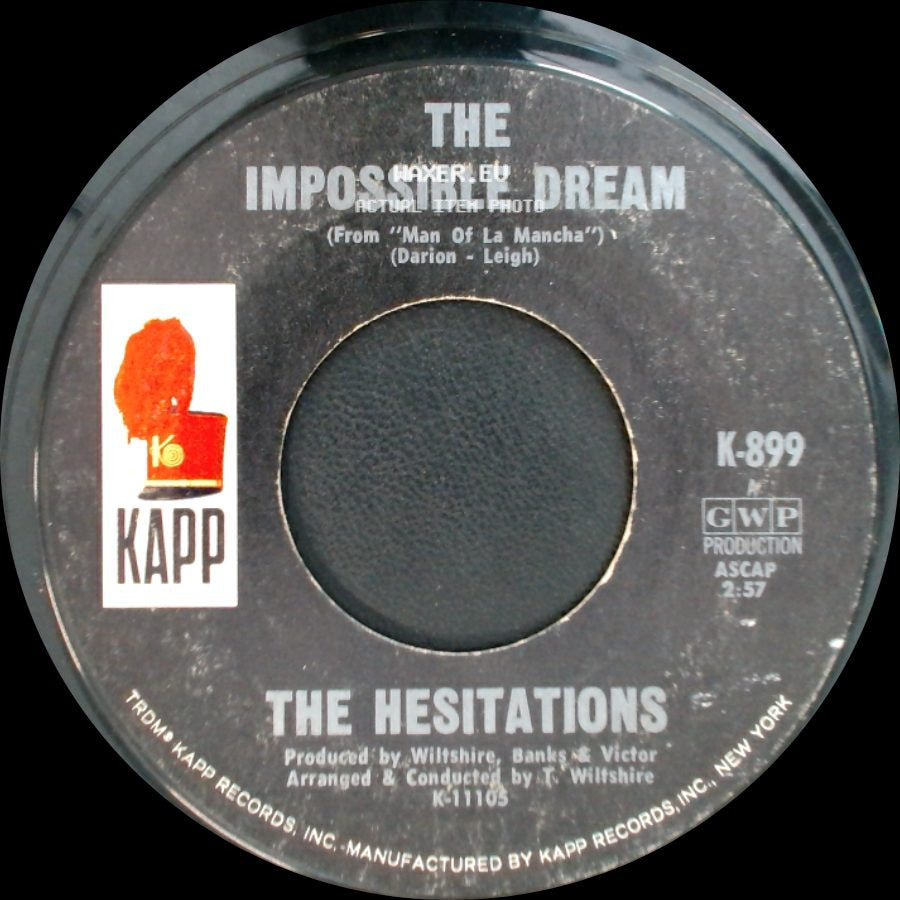 The Hesitations - Nobody Knows You When You're Down And Out / The Impossible Dream side B