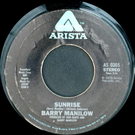 Barry Manilow - Can't Smile Without You / Sunrise side B