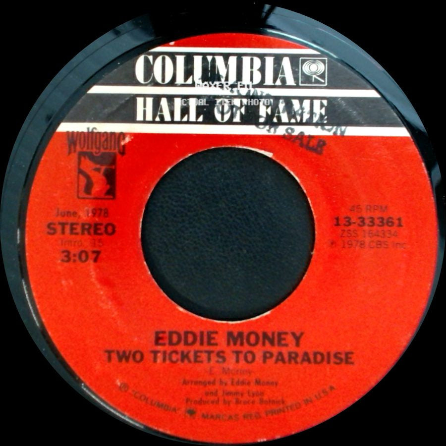 Eddie Money - Baby Hold On / Two Tickets To Paradise side B