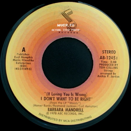Barbara Mandrell - (If Loving You Is Wrong) I Don't Want To Be Right / I Feel The Hurt Coming On side A