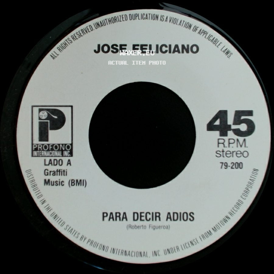 Jose Feliciano - Para Decir Adios / Samba Pa Ti side A