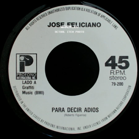 Jose Feliciano - Para Decir Adios / Samba Pa Ti side A