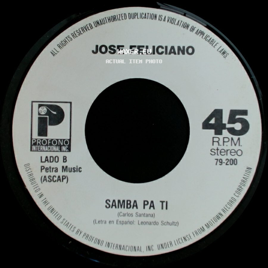 Jose Feliciano - Para Decir Adios / Samba Pa Ti side B
