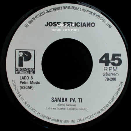 Jose Feliciano - Para Decir Adios / Samba Pa Ti side B