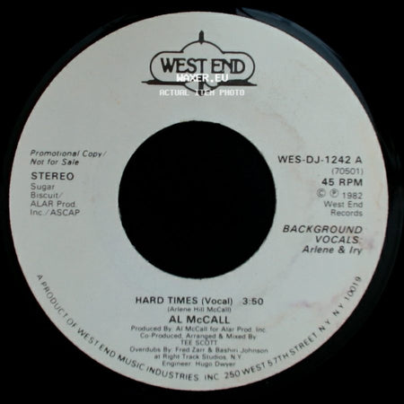 Al Mccall - Hard Times (Vocal) / Hard Times (Vocal) side B