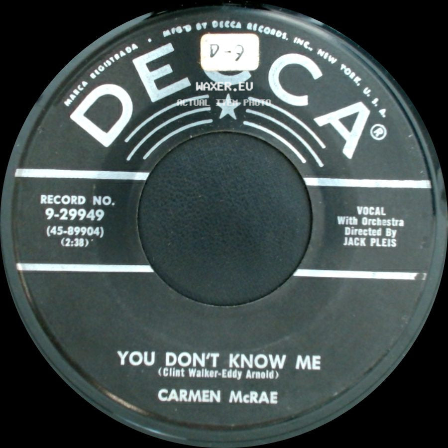Carmen Mcrae - Never Loved Him Anyhow / You Don't Know Me side B