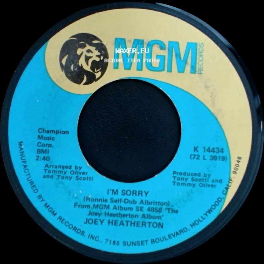 Joey Heatherton - I'm Sorry / Someone To Watch Over Me side A