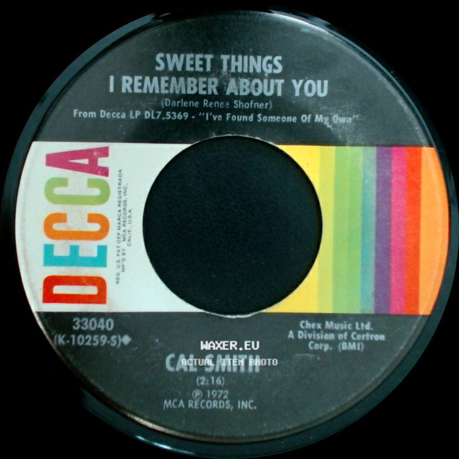 Cal Smith - The Lord Knows I'm Drinking / Sweet Things I Remember About You side B