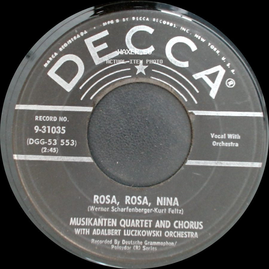 Musikanten Quartet And Chorus With Adalbert Luczkowski Orchestra - So It Will Be / Rosa, Rosa, Nina side B
