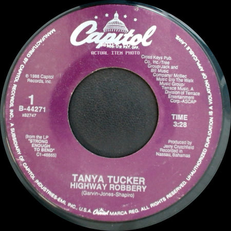 Tanya Tucker - Lonesome Town / Highway Robbery side B