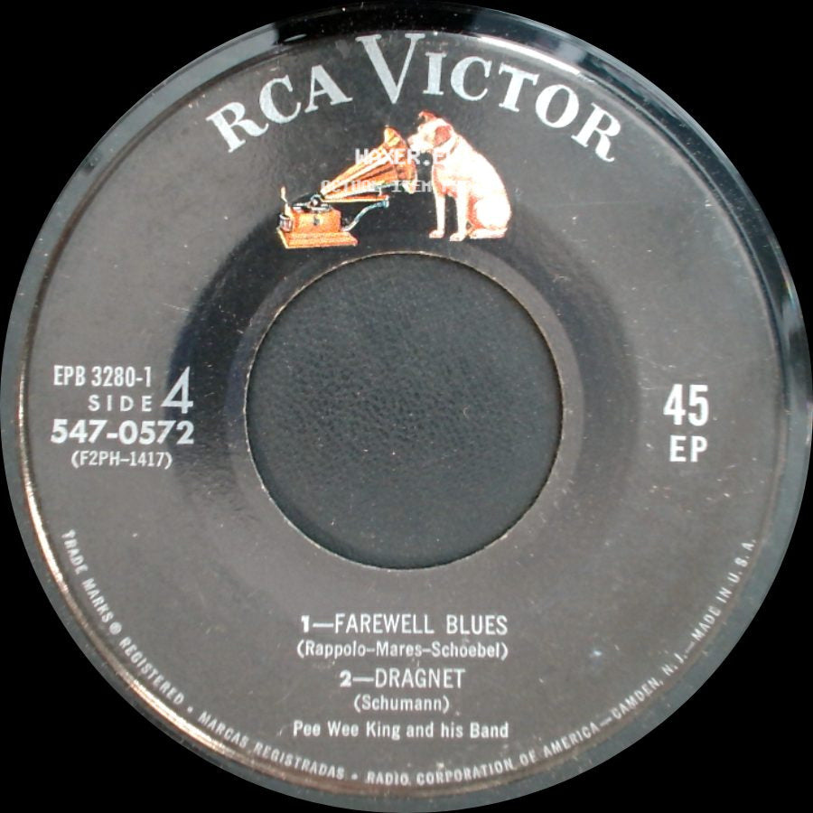 Pee Wee King And His Band - 1 - Flying Home / 2 - Melody Of Love / Farewell Blues / Dragnet side B