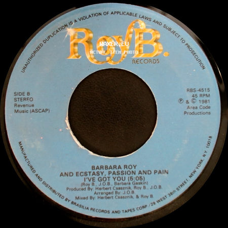Barbara Roy And Ecstasy, Passion And Pain / Barbara Roy - If You Want Me / Ecstasy, Passion And Pain / I've Got You side B