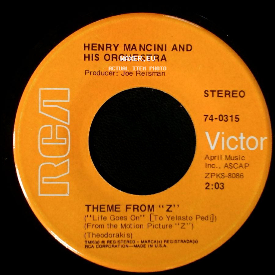 Henry Mancini And His Orchestra - Theme From "Z" / Theme From The Molly Maguires side A