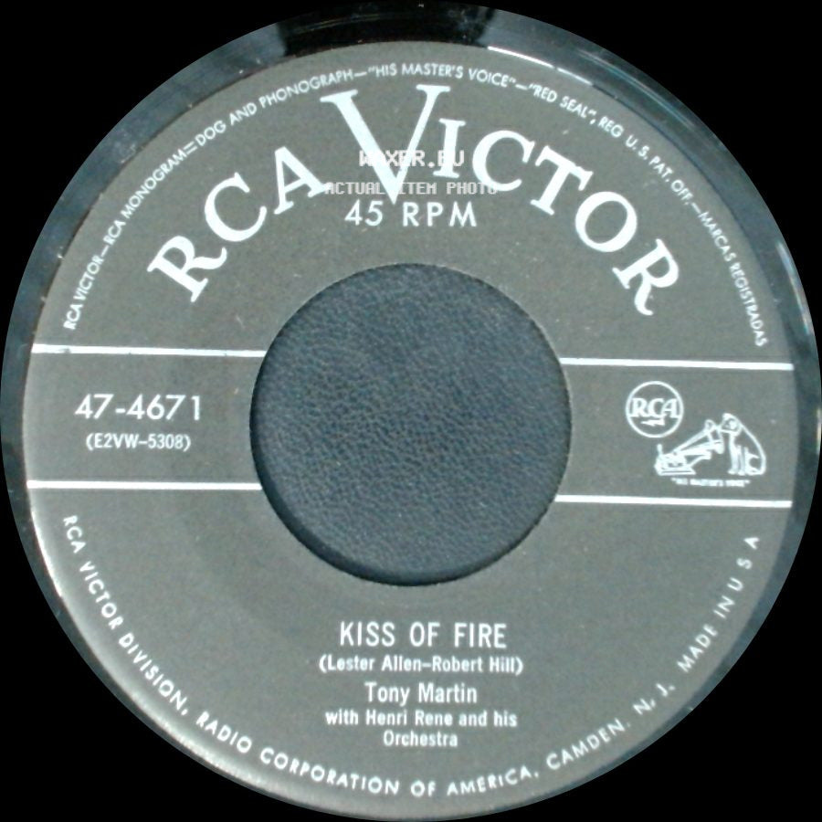 Tony Martin / Tony Martin With Henri Rene And His Orchestra - For The Very First Time / Kiss Of Fire side B