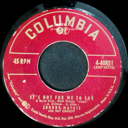 Johnny Mathis / Johnny Mathis With Ray Conniff - Warm And Tender / It's Not For Me To Say side B