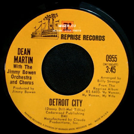 Dean Martin With The Jimmy Bowen Orchestra And Chorus - Turn The World Around / Detroit City side B