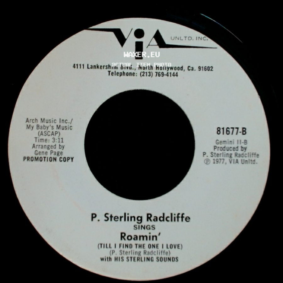 P. Sterling Radcliffe - The Lonely King Of Rock N' Roll / Roamin' (Till I Find The One I Love) side B