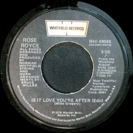 Rose Royce - You Can't Run From Yourself / Is It Love You're After (Edit) side B