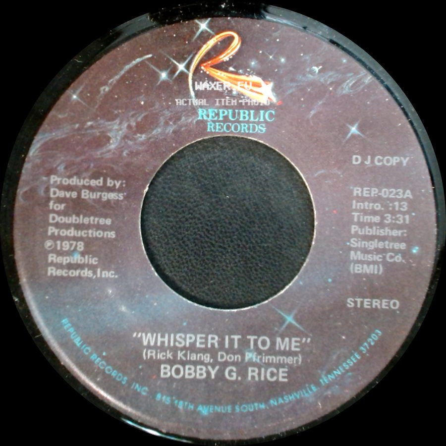 Bobby G. Rice - Whisper It To Me / Whisper It To Me side A