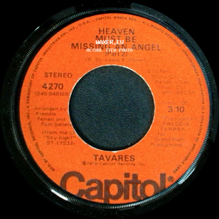 Tavares - Heaven Must Be Missing An Angel (Part 1) / Heaven Must Be Missing An Angel (Part 2) side B