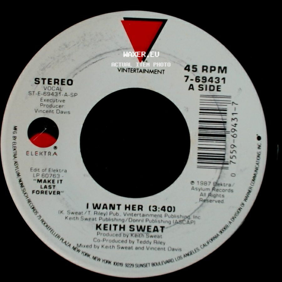 Keith Sweat - I Want Her (3:40) / I Want Her (Part 2) side A