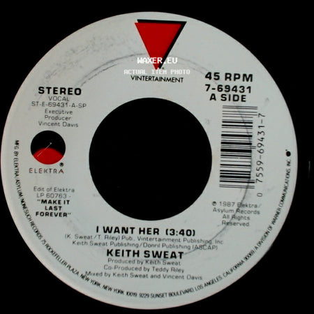 Keith Sweat - I Want Her (3:40) / I Want Her (Part 2) side A