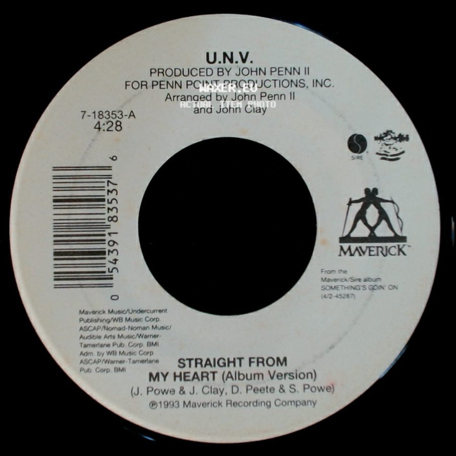U.N.V. - Something's Goin' On (Lonely Lover's Mix)* / Straight From My Heart (Album Version) side B
