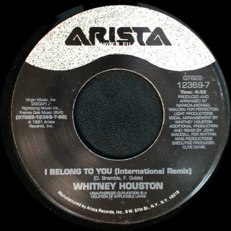 Whitney Houston - I Belong To You / I Belong To You (International Remix) side B