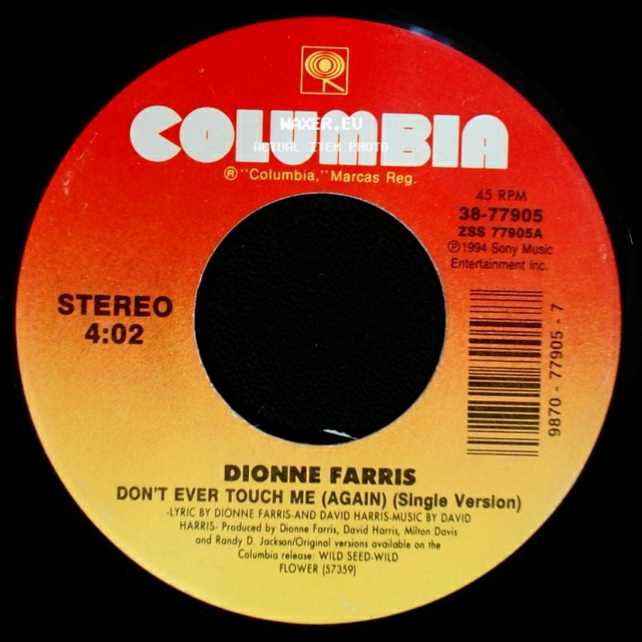 Dionne Farris - I Know / Don't Ever Touch Me (Again) (Single Version) side B