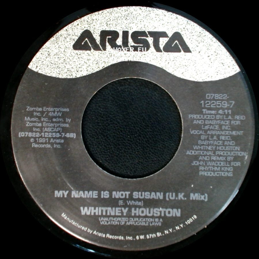 Whitney Houston - My Name Is Not Susan (U.K. Mix) / My Name Is Not Susan side A