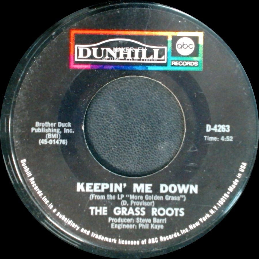 The Grass Roots - Temptation Eyes / Keepin' Me Down side B