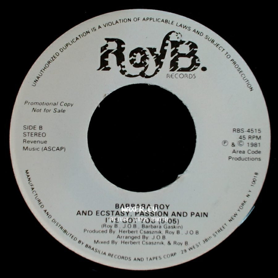 Barbara Roy / Barbara Roy And Ecstasy, Passion And Pain - And Ecstasy, Passion And Pain If You Want Me / I've Got You (5:05) side B