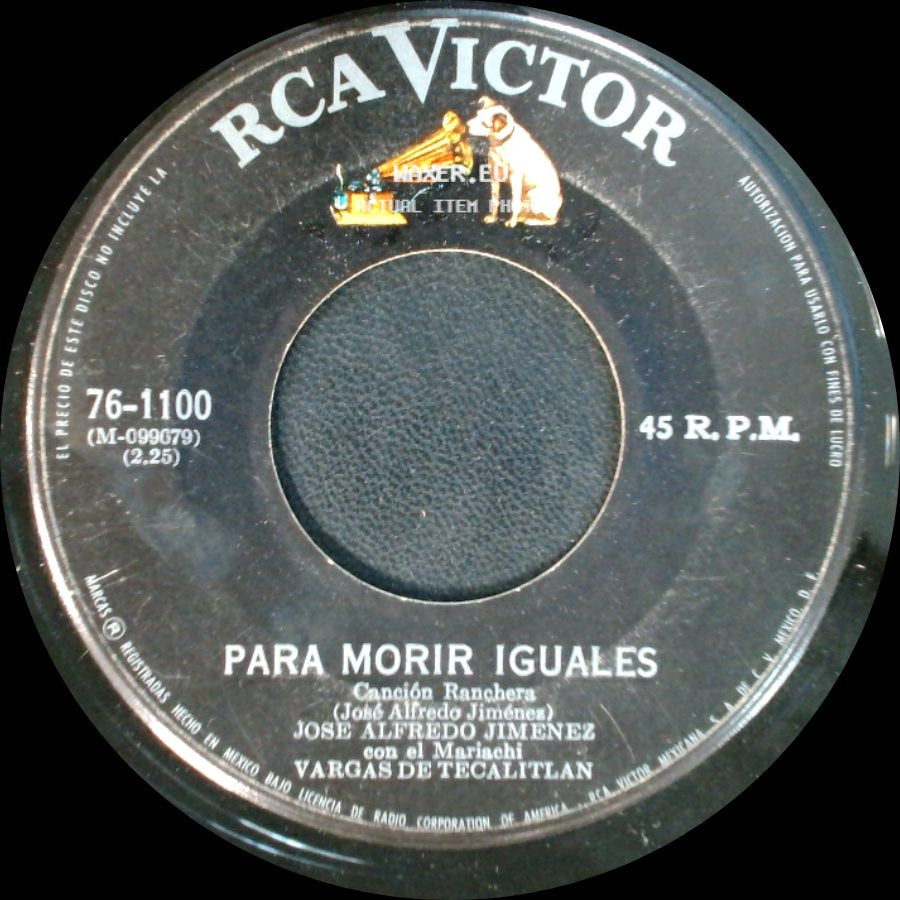 Jose Alfredo Jimenez Con El Mariachi Vargas De Tecalitlan - La Enorme Distancia / Para Morir Iguales side B