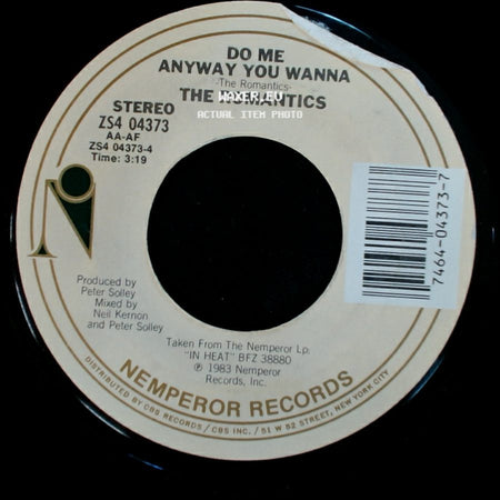 The Romantics - One In A Million / Do Me Anyway You Wanna side B
