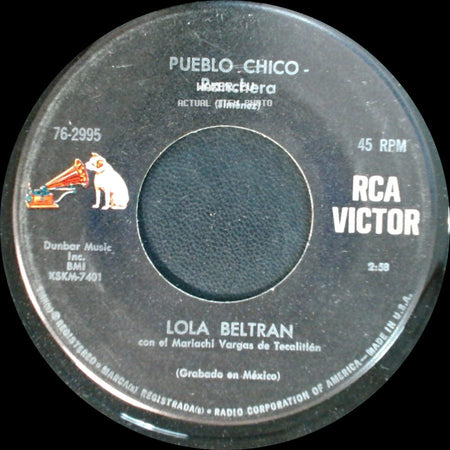 Lola Beltran - Pueblo Chico - Ranchera / Rio Furioso - Ranchera side A