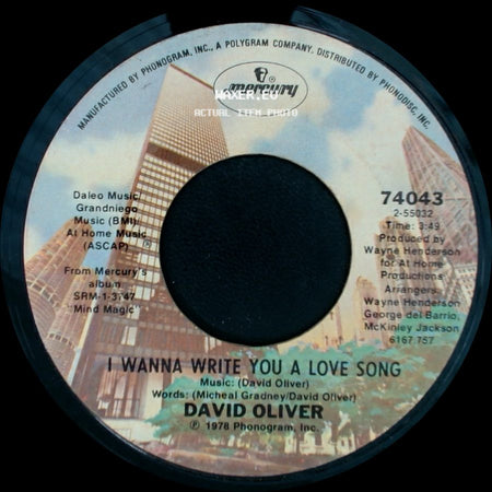 David Oliver - Take My Emptiness / I Wanna Write You A Love Song side B