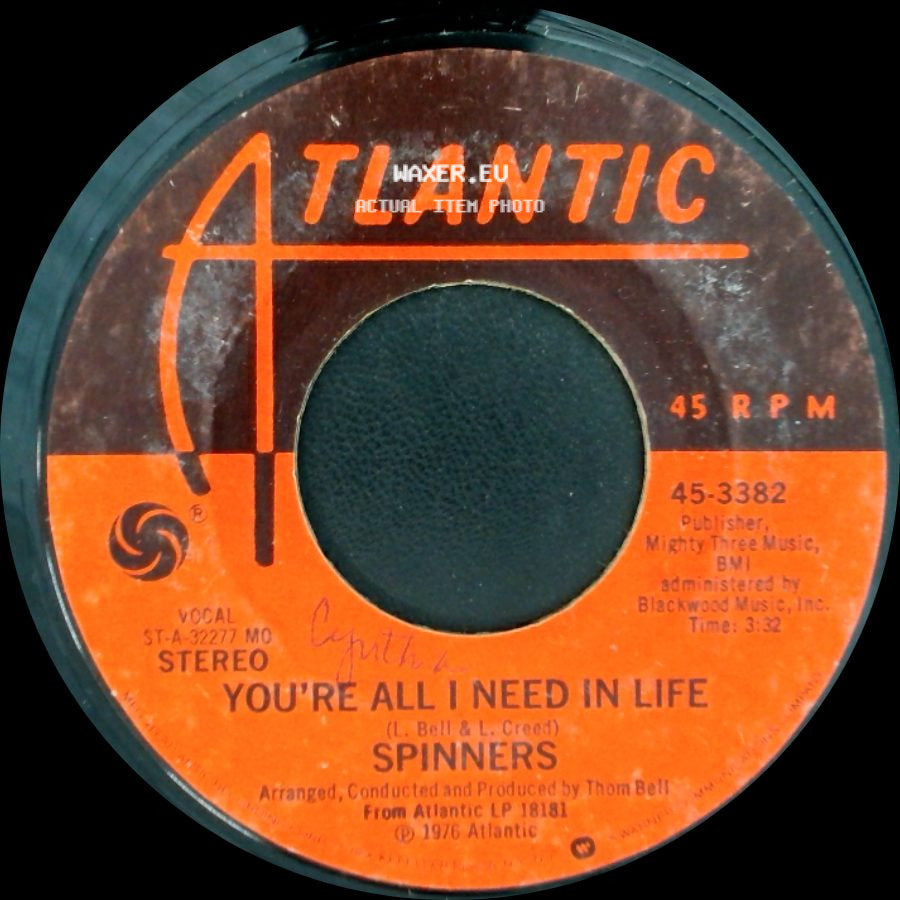 Spinners - You're All I Need In Life / You're Throwing A Good Love Away side A