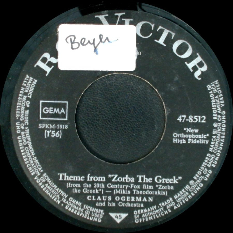 Claus Ogerman And His Orchestra - Theme From "Zorba The Greek" / La Bostella (Viens Danser La Bostella) side A