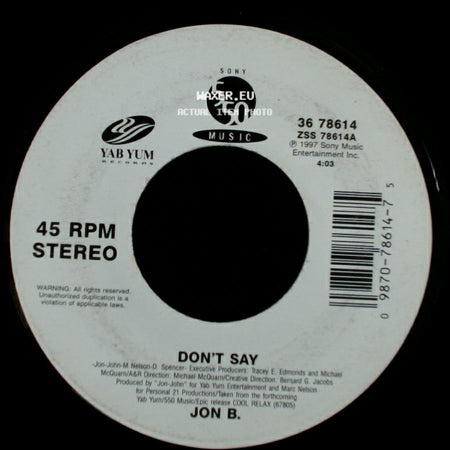 Jon B. - Don't Say / Let U Shine side A